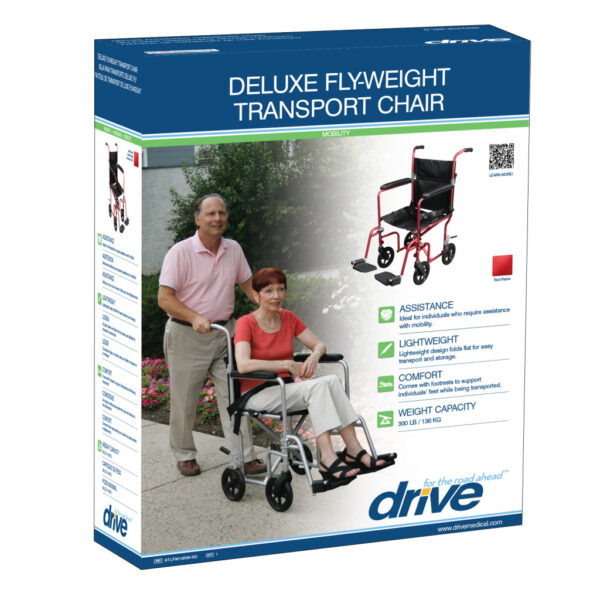 Deluxe Fly-Weight Aluminum Transport Chair with Removable Casters - Image 8