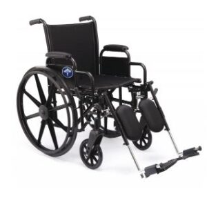 K3 Basic Lightweight Wheelchair with Desk-Length Arms and Elevating Leg Rests, 16" Width