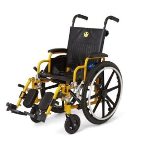 Kidz Pediatric Wheelchair with Swing-Back Desk-Length Arms and Swing-Away Elevating Leg Rests, 14" Width