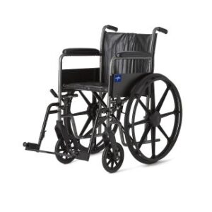 K2 Basic Wheelchair with 18"W Seat, Full-Length Permanent Arms and Swing-Away Leg Rests