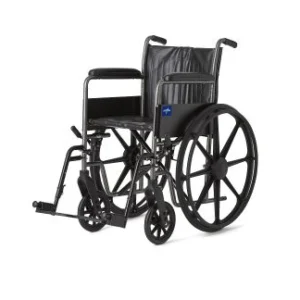 K2 Basic Wheelchair with 18"W Seat, Full-Length Permanent Arms and Swing-Away Leg Rests