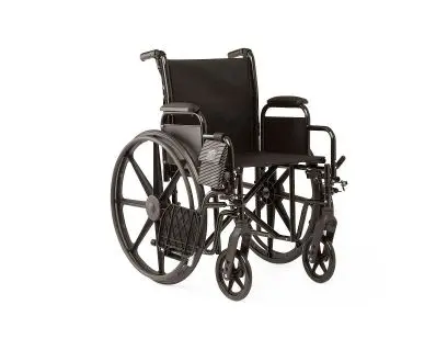 K1 Basic Wheelchair with Desk-Length Arms, Swing-Away Footrests and 2 Bags, 18" Width - Image 7