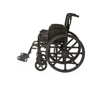 K1 Basic Wheelchair with Desk-Length Arms, Swing-Away Footrests and 2 Bags, 18" Width - Image 9