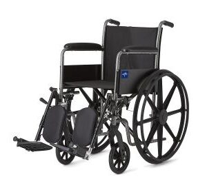 K1 Basic Wheelchair with Permanent Full-Length Arms and Elevating Leg Rests, 18" Width