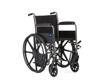 K1 Basic Wheelchair with Permanent Full-Length Arms and Swing-Away Footrests, 18" Width - Image 2