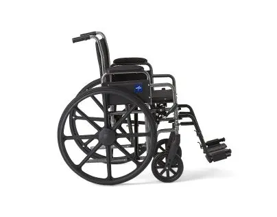 K1 Basic Wheelchair with Desk-Length Arms and Swing-Away Footrests, 18" Width - Image 2