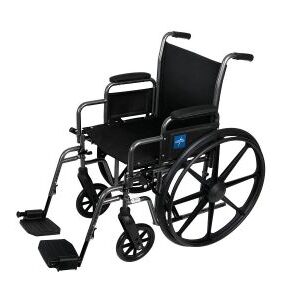 K1 Basic Wheelchair with Removable Desk-Length Arms and Swing-Away Footrests, 16" Width