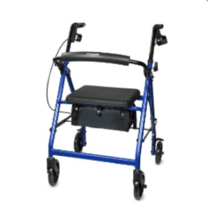 4 Wheel Rollator McKesson Blue Adjustable Height / Folding Aluminum Frame