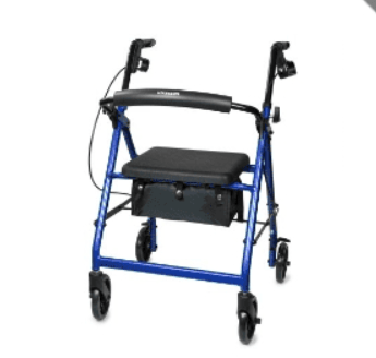 4 Wheel Rollator McKesson Blue Adjustable Height / Folding Aluminum Frame