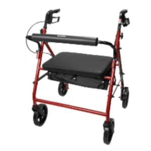 Bariatric 4 Wheel Rollator McKesson Red Adjustable Height / Heavy Duty / Folding Steel Frame